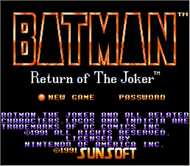 Batman Return of the Joker NES Title